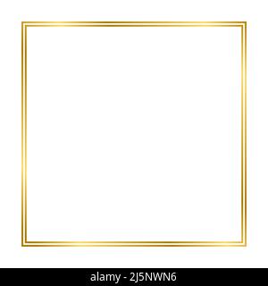 Gold shiny glowing vintage square frame with shadows isolated on white ...