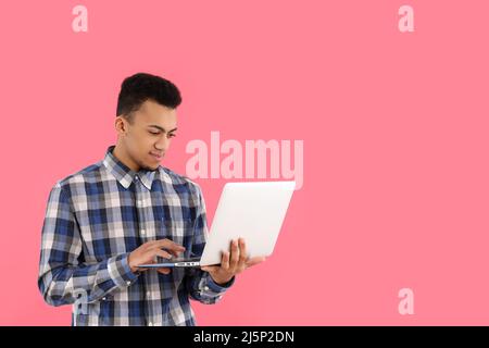 Concept of people with young man, space for text Stock Photo