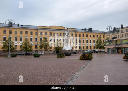 'He Who Brings the Light' is the Winter War (1939-1940) Memorial in Kasarmitori, Helsinki, Finland by Pekka Kauhanen. Stock Photo