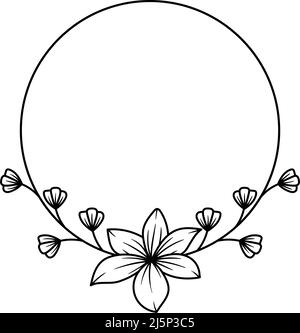 Floral frame circle outline icon design ilustration template vector ...