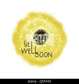 Dandelion yellow sparkling and the inscription Get well soon. Vector illustration Stock Vector