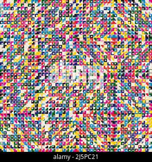 Modern mosaic pattern art made with abstract geometric shapes and various color forms. Digital graphics design elements for poster, cover, art, presen Stock Vector