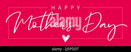 Happy Mothers Day elegant calligraphy. Vector text and heart in frame on pink background for Mother's Day. Best mom ever greeting card Stock Vector