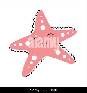 Starfish summer icon hand drawn in doodle style. Vector illustration Stock Vector