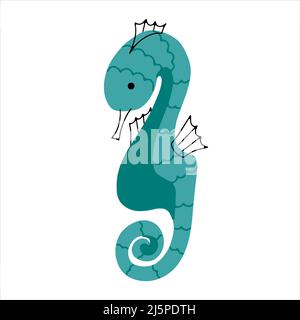 Cute seahorse hand drawn in doodle style Stock Vector