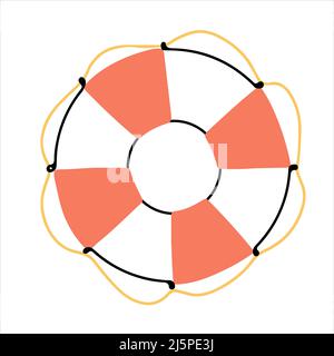 Marine lifebuoy hand drawn in doodle style Stock Vector