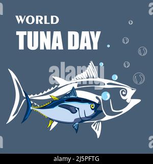 World Tuna Day vector stylized clipart Illustration Stock Vector