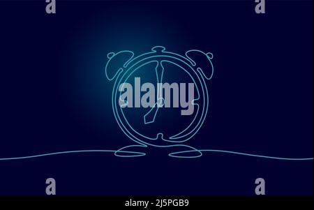 Alarm clock time management life concept. Deadline present future planning. One line art creative opportunity ideas schedule vector illustration Stock Vector