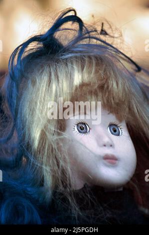 dolls head with staring eyes Stock Photo