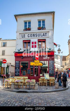 Paris, France - March 4, 2011: Le Consulat cafe in Montmartre in Paris Stock Photo