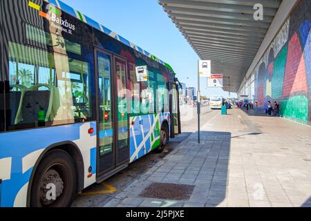 Barcelona, Spain - June 15, 2011:  Shuttle bus in Josep Tarradellas Barcelona – El Prat Airport (BCN) Stock Photo