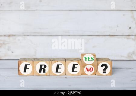 free word written on wooden building blocks, white wood background Stock Photo