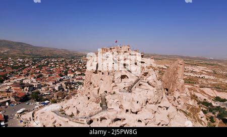 Aerial 4k top view of Cappadocia in Turkey Stock Photo