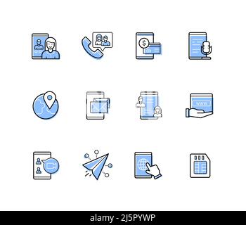 Modern communication - modern line design style icons set Stock Vector
