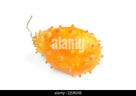 Whole orange kiwano fruit isolated on white background Stock Photo