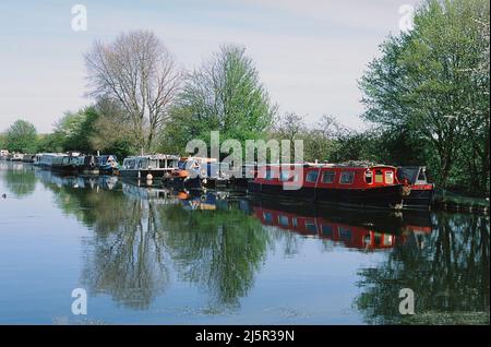 The River Lea near Stonebridge Lock on Tottenham Marshes, in springtime, North London UK Stock Photo