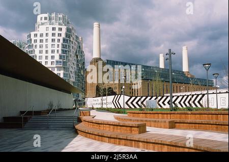 The redeveloped Battersea Power Station viewed from the entrance next to  the new Battersea tube station, London UK Stock Photo