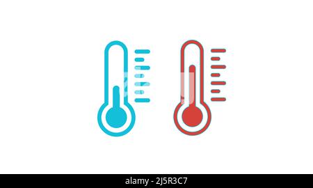 Thermometer Icon Set. Vector isolated flat blue and red thermometer illustrations Stock Vector