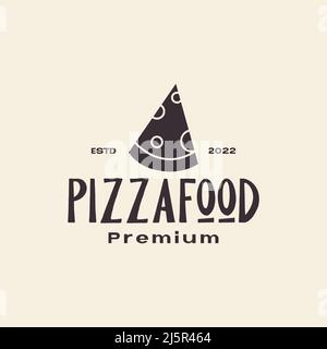 pizza slice hipster logo design vector graphic symbol icon illustration creative idea Stock Vector
