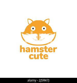 face cute orange hamster logo design vector graphic symbol icon illustration creative idea Stock Vector