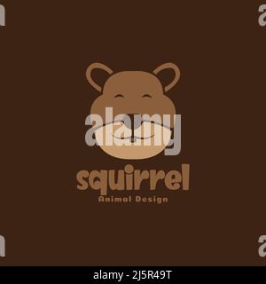 face cute brown squirrel logo design vector graphic symbol icon illustration creative idea Stock Vector
