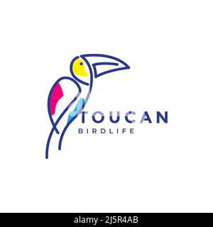 line art abstract bird toucan logo design vector graphic symbol icon illustration creative idea Stock Vector