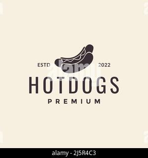 food hotdog hipster logo design vector graphic symbol icon illustration creative idea Stock Vector