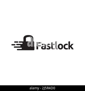 padlock with fast quick logo design vector graphic symbol icon illustration creative idea Stock Vector