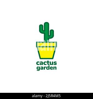 colorful pot with plant cactus logo design vector graphic symbol icon illustration creative idea Stock Vector