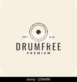 simple minimalist drum music logo design vector graphic symbol icon illustration creative idea Stock Vector