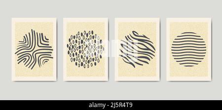 set of four pieces blank A4 sheet contemporary abstract painting Stock Vector
