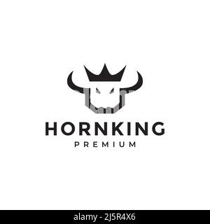 simple horn with crown modern logo design vector graphic symbol icon illustration creative idea Stock Vector
