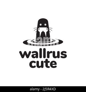 cute black walrus logo design vector graphic symbol icon illustration creative idea Stock Vector