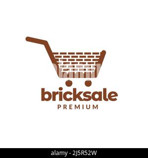 trolley with brick building logo design vector graphic symbol icon illustration creative idea Stock Vector