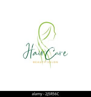 green shape minimalist women hair care logo design vector graphic symbol icon illustration creative idea Stock Vector
