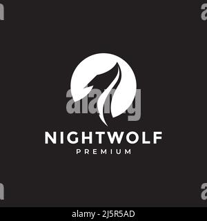 modern head wolf howl with moon logo design vector graphic symbol icon illustration creative idea Stock Vector
