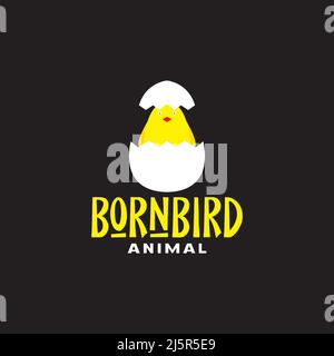 abstract yellow chicken born egg logo design vector graphic symbol icon illustration creative idea Stock Vector