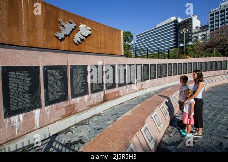 Argentina, Buenos Aires -  Monumento a los caídos en Malvinas (Monument for the fallen in the Falklands War) is located in Plaza San Martin Stock Photo