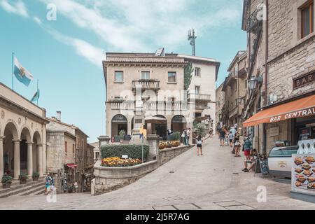 Streets of the histrorical centre of San Marino, San Marino - 12.07.2021 Stock Photo