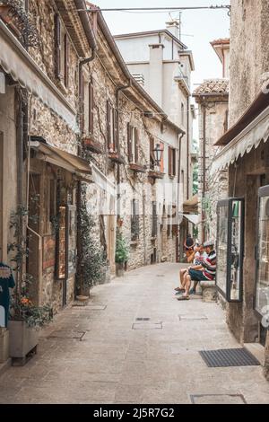 Streets of the histrorical centre of San Marino, San Marino - 12.07.2021 Stock Photo