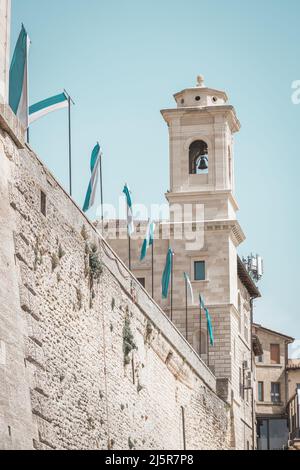 Streets of the histrorical centre of San Marino, San Marino - 12.07.2021 Stock Photo