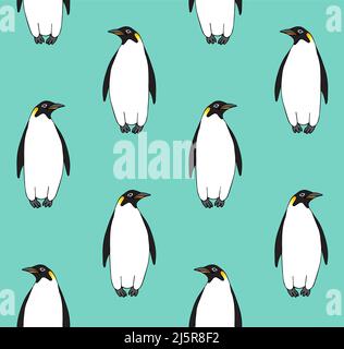 Snowman cuddles baby penguin plus skating emperor chick. Seamless vector  pattern background. Blue white winter scene backdrop with snowball texture  Stock Vector Image & Art - Alamy