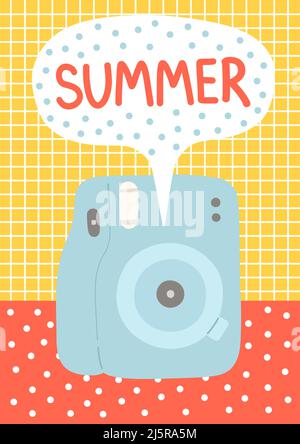 Hello summer colorful postcard, flat design vector Stock Vector