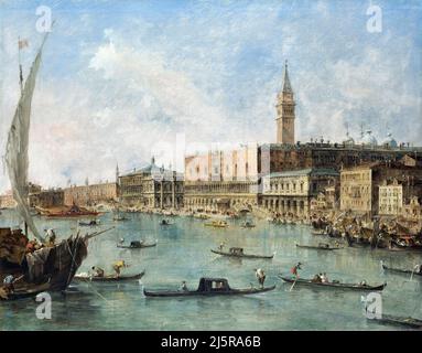 Venice: The Doge's Palace and the Molo from the Basin of San Marco by Francesco Guardi (1712-1793), oil on canvas, c. 1770 Stock Photo
