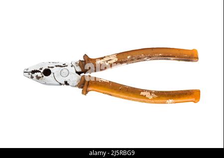 Old vintage pliers isolated on white background Stock Photo