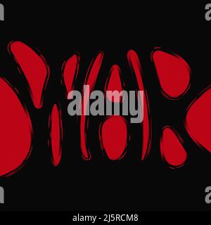 Illustration with black abstract inscription war on a red background. Vector background. Stock Vector