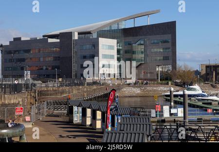 Atradius UK | Credit Insurance & Debt Collection, Cardiff Bay waterfront. April 2022. Spring Stock Photo