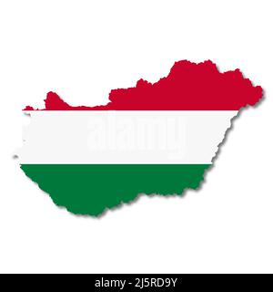 Hungary map on white background with clipping path Stock Photo