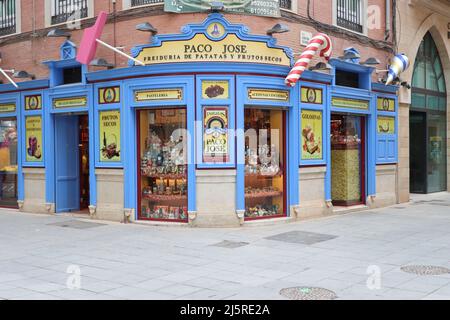 Traditional dried fruits and candy shop in central Malaga, Spain