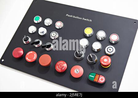 Buttons for electrical control panels industrial Stock Photo